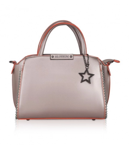 Women's Faux Leather Metal Beads Handbag (Bronze)