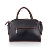 Women's Faux Leather Metal Beads Handbag (Black)