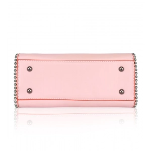 Generic Women's Faux Leather Metal Beads Handbag (Pink)