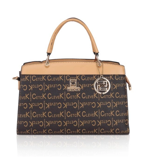 Women's Faux Leather Printed Handbag (Camel)