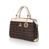 Women's Faux Leather Printed Handbag (Beige)