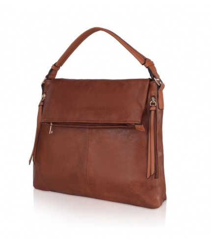 Women's Faux Leather Solid Sling Bag (Brown)