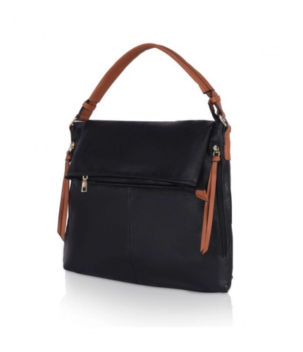 Women's Faux Leather Solid Sling Bag (Black)