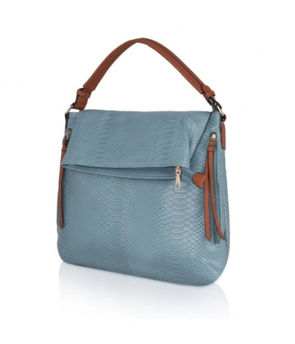 Women's Faux Leather Textured Sling Bag (Blue)