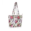 Women's Faux Leather Printed Tote Bag (White Pink) Women's Faux Leather Printed Tote Bag (White Pink)