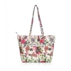 Women's Faux Leather Printed Tote Bag (White Pink) Women's Faux Leather Printed Tote Bag (White Pink)