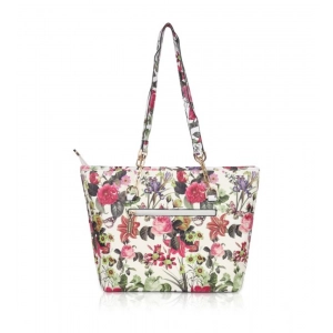 Generic Women's Faux Leather Printed Tote Bag (White Pink)