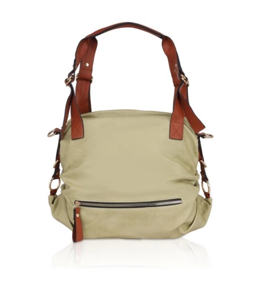 Women's Faux Leather Solid Tote Bag (Green)