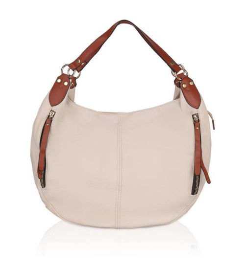 Women's Faux Leather Solid Tote Bag (White)