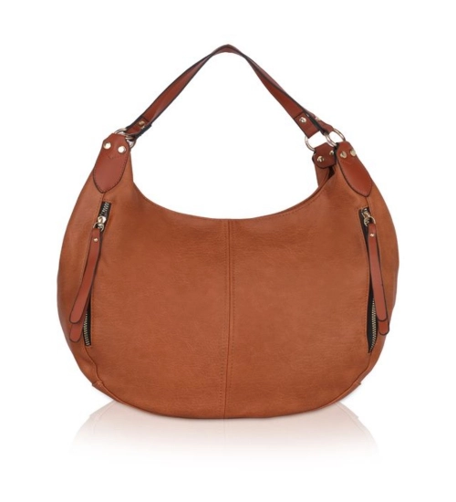 Women's Faux Leather Solid Tote Bag (Brown)