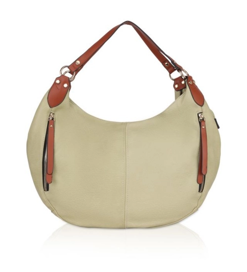 Women's Faux Leather Solid Tote Bag (Beige)