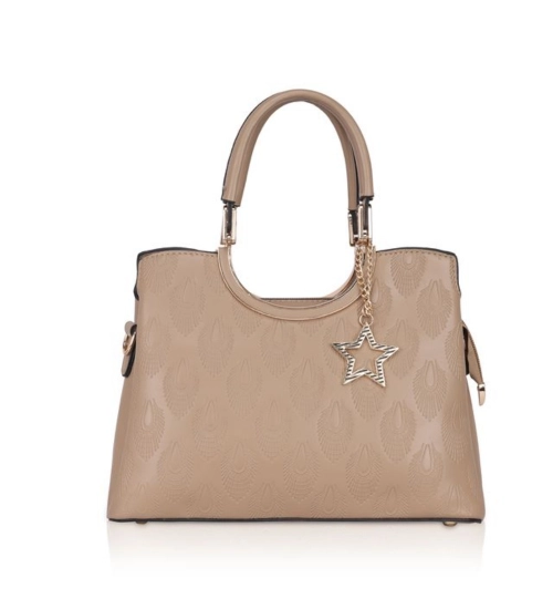 Women's Faux Leather Printed Adjustable Long Belt Handbag (Khaki)