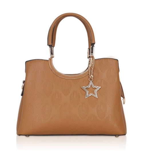 Women's Faux Leather Printed Adjustable Long Belt Handbag (Brown)