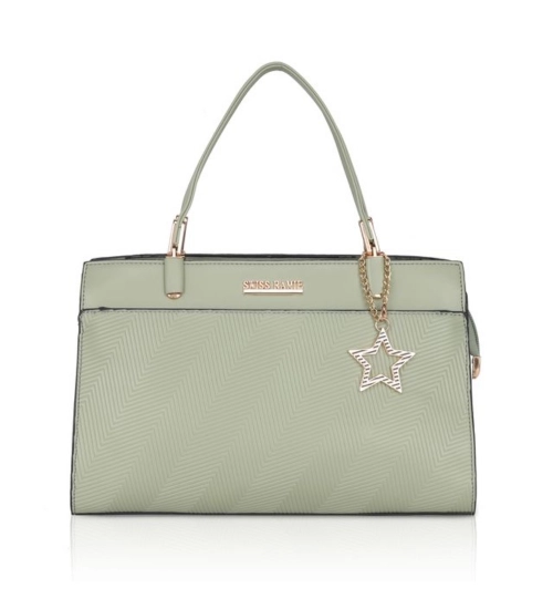 Women's Faux Leather Textured Adjustable Long Belt Handbag (Green)