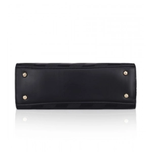 Generic Women's Faux Leather Textured Adjustable Long Belt Handbag (Black)