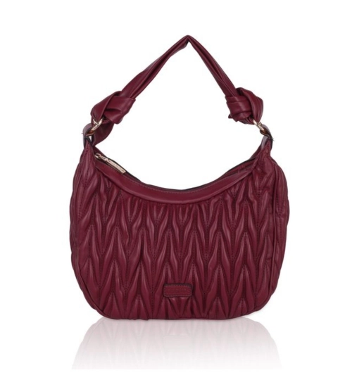 Women's Faux Leather Textured Handbag (Red)