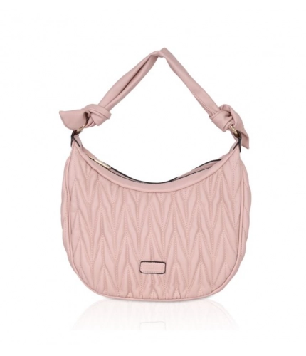 Women's Faux Leather Textured Handbag (Pink)