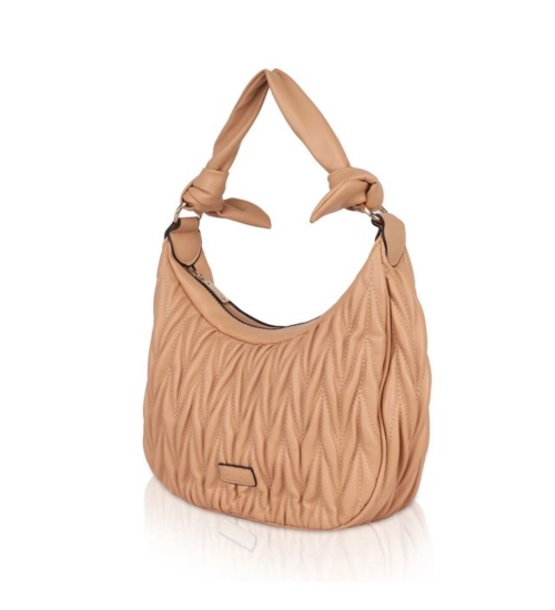 Women's Faux Leather Textured Handbag (Beige)