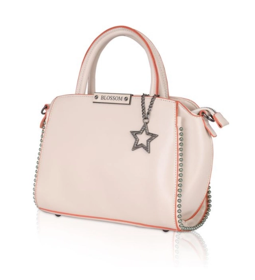 Women's Faux Leather Metal Beads Handbag (Pink)