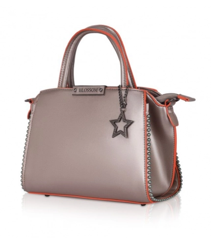 Women's Faux Leather Metal Beads Handbag (Bronze)