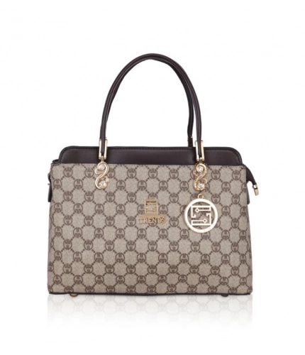 Women's Faux Leather Printed Handbag (Coffee)