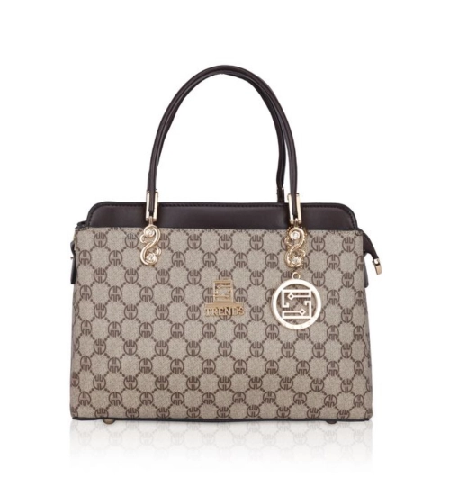 Women's Faux Leather Printed Handbag (Coffee)