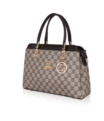 Women's Faux Leather Printed Handbag (Coffee)