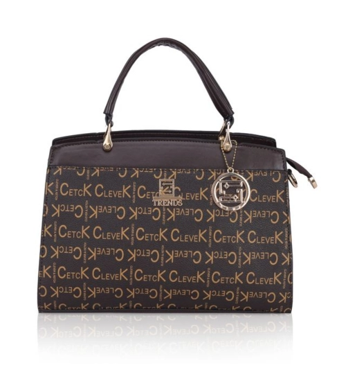 Women's Faux Leather Printed Handbag (Coffee)