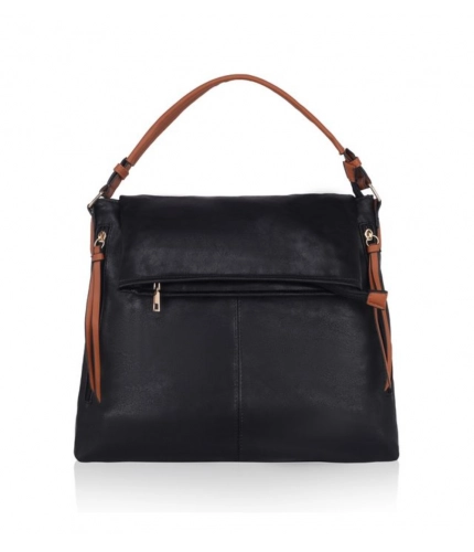 Women's Faux Leather Solid Sling Bag (Black)