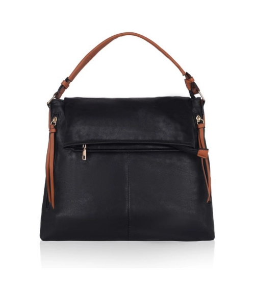 Women's Faux Leather Solid Sling Bag (Black)