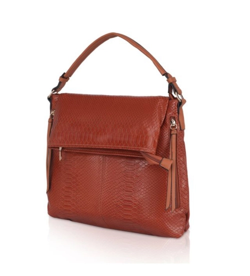 Women's Faux Leather Textured Sling Bag (Brown )
