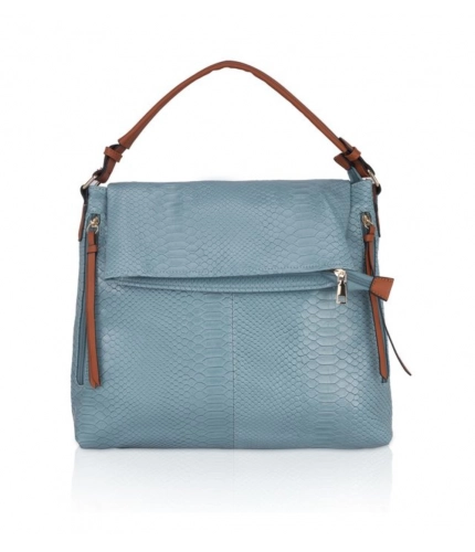 Women's Faux Leather Textured Sling Bag (Blue)