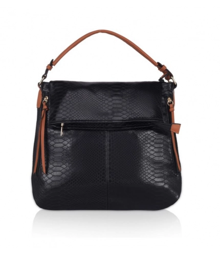 Women's Faux Leather Textured Sling Bag (Black)