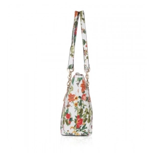 Generic Women's Faux Leather Printed Tote Bag (White Orang)