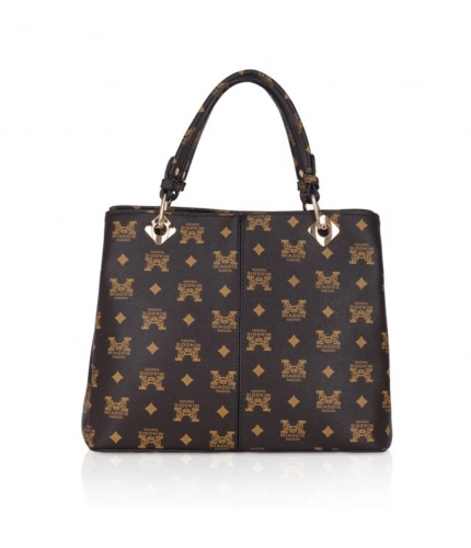 Women's Faux Leather Printed Handheld Bag (Brown )