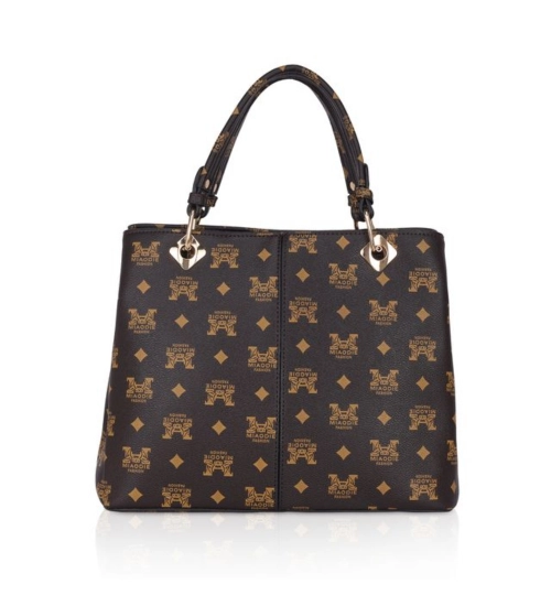 Women's Faux Leather Printed Handheld Bag (Brown )