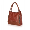 Women's Faux Leather Textured Tote Bag (Brown)