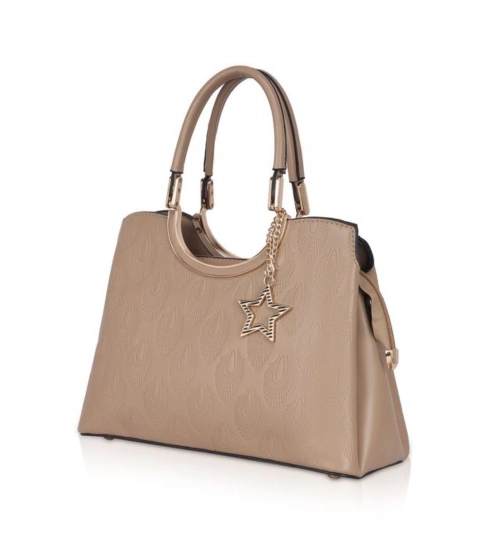 Women's Faux Leather Printed Adjustable Long Belt Handbag (Khaki)