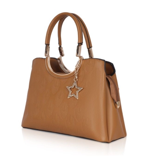 Women's Faux Leather Printed Adjustable Long Belt Handbag (Brown)