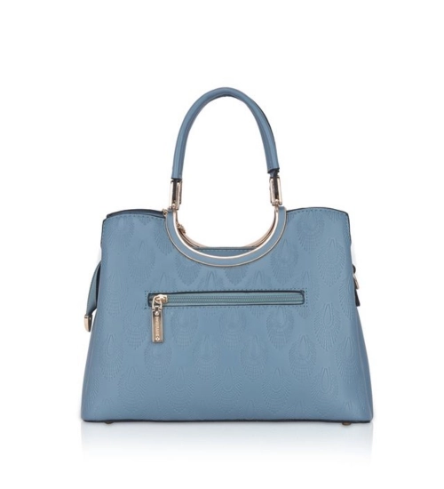 Women's Faux Leather Printed Adjustable Long Belt Handbag (Blue)