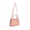 Women's Faux Leather Textured Adjustable Long Belt Handbag (Pink)