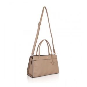 Generic Women's Faux Leather Textured Adjustable Long Belt Handbag (Khaki)