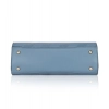 Women's Faux Leather Textured Adjustable Long Belt Handbag (Blue)