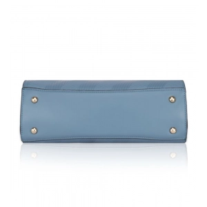 Generic Women's Faux Leather Textured Adjustable Long Belt Handbag (Blue)