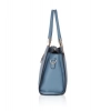 Women's Faux Leather Textured Adjustable Long Belt Handbag (Blue)