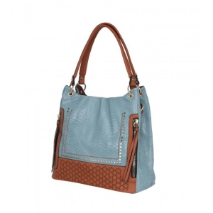 Generic Women's Faux Leather Textured Tote Bag (Grey)