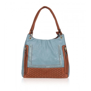 Generic Women's Faux Leather Textured Tote Bag (Grey)