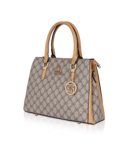 Women's Faux Leather Printed Handbag (Camel)