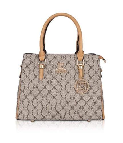 Women's Faux Leather Printed Handbag (Camel)