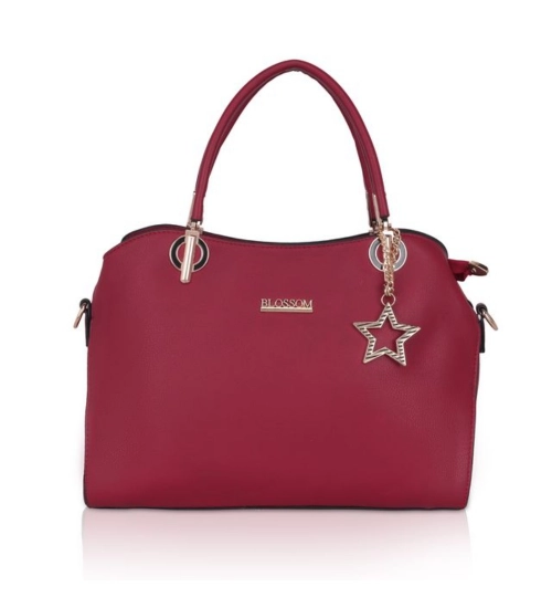 Women's Faux Leather Solid Handbag (Maroon)